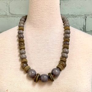 Vintage Chunky Wood Bead Statement Necklace